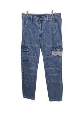 Mens Mnml Cargo Jeans 32 Adjustable Toggle Hems Pockets Skater Utility